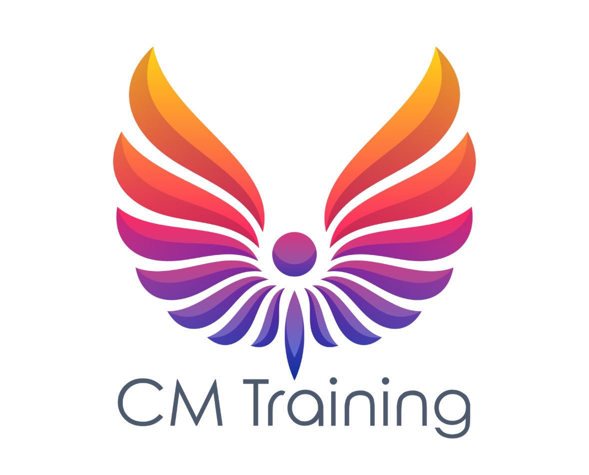 CM Training logo - colorful wing design